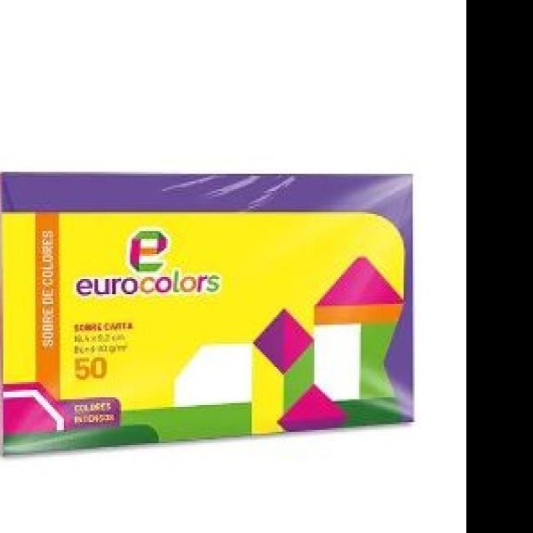 SOBRE BOND COLOR MIX EUROCOLORS CTA 9.2X16.4CM 90G PAQ C50
